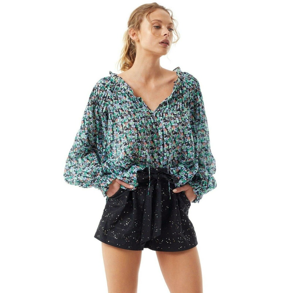 Stevie May Top M Garden Party Print Floral Shirt